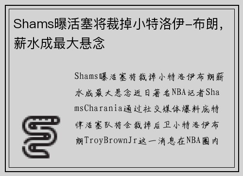 Shams曝活塞将裁掉小特洛伊-布朗，薪水成最大悬念